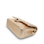 Product image 12 of 23: Light Gold Metallic Lambskin Quilted Classic Flap Medium So Black Hardware