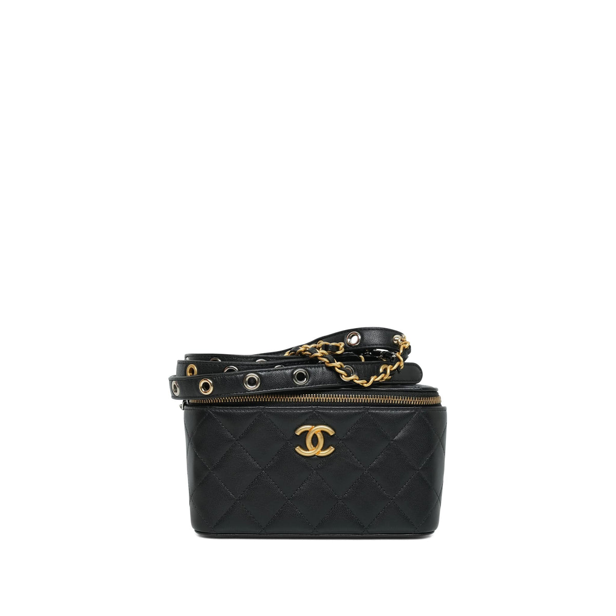Black Lambskin Quilted Punk Essentials Vanity Case Mixed Hardware