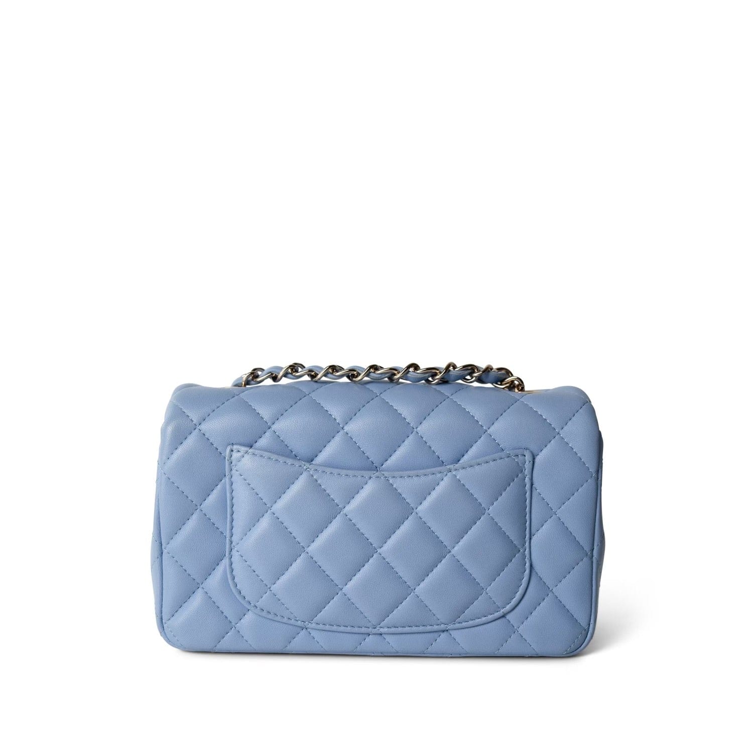CHANEL ジップパース　ライトブルー 21C Sky Blue Lambskin Quilted Single Flap Mini Rectangular Light