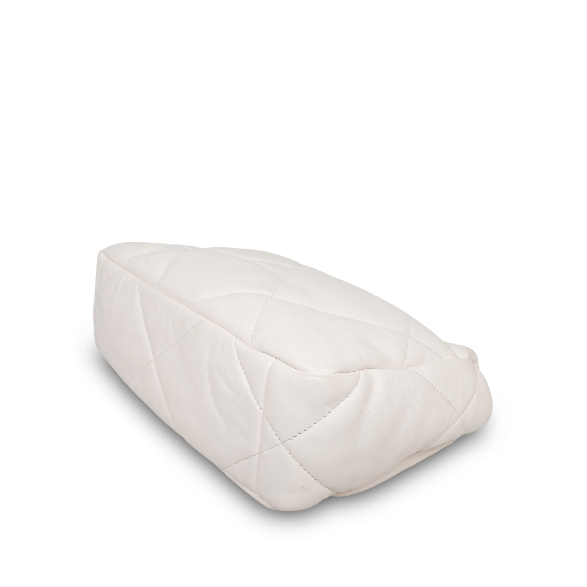 White Lambskin Quilted 19 Flap Small Mixed HW