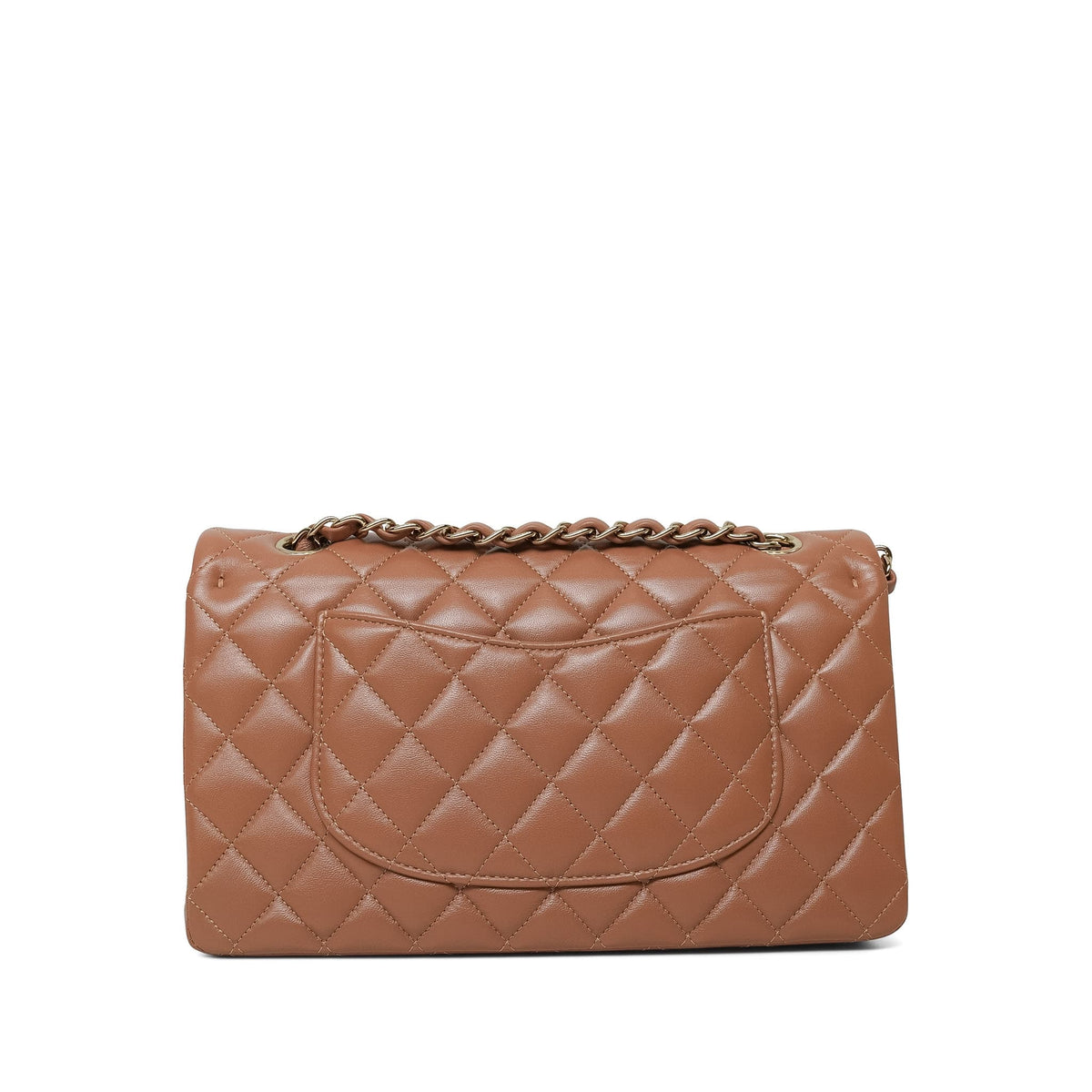 Caramel Lambskin Quilted Medium Classic Flap Light Gold Hardware