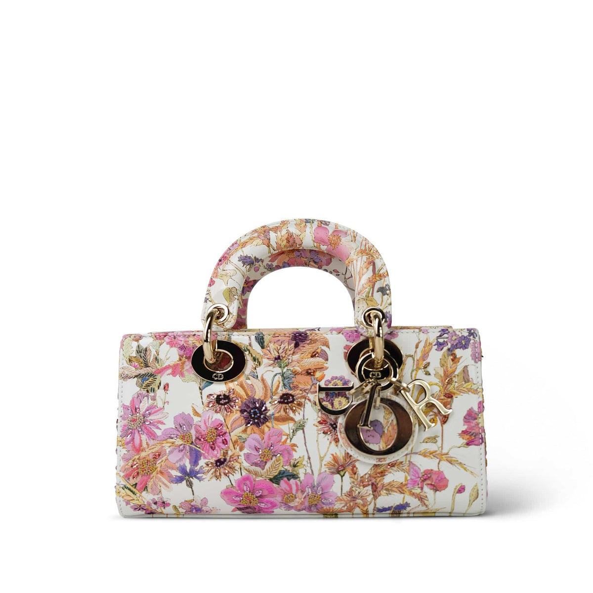 Calfskin Embroidered Butterfly Printed Lady D-Joy Multicolor 