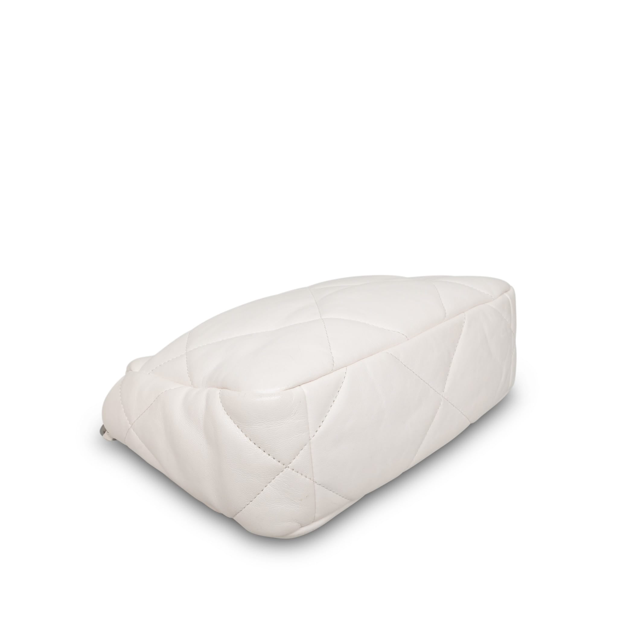 White Lambskin Quilted 19 Flap Small Mixed HW