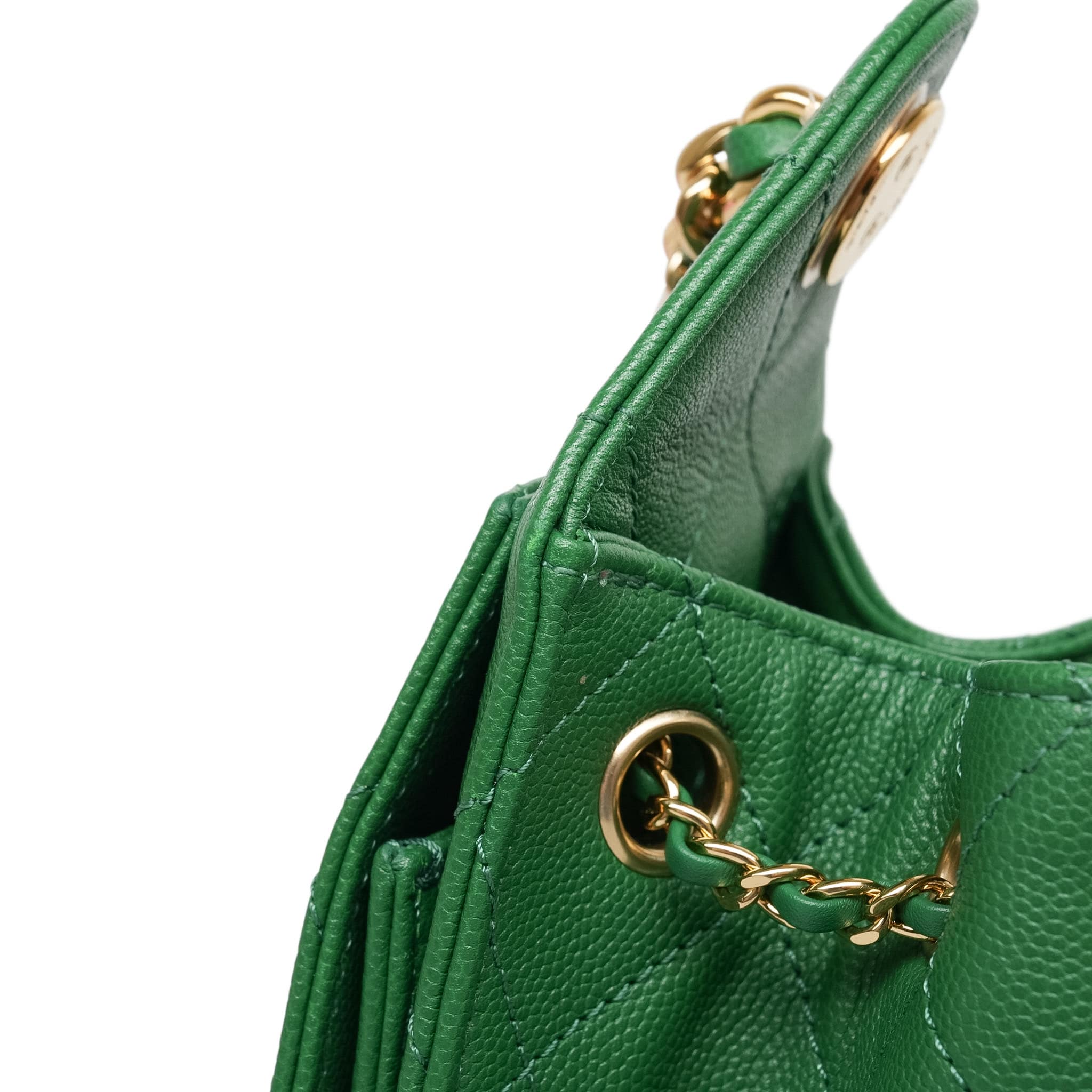 Product image 19 of 19: Green Caviar Quilted 25 Hobo Bag Mini Gold Hardware