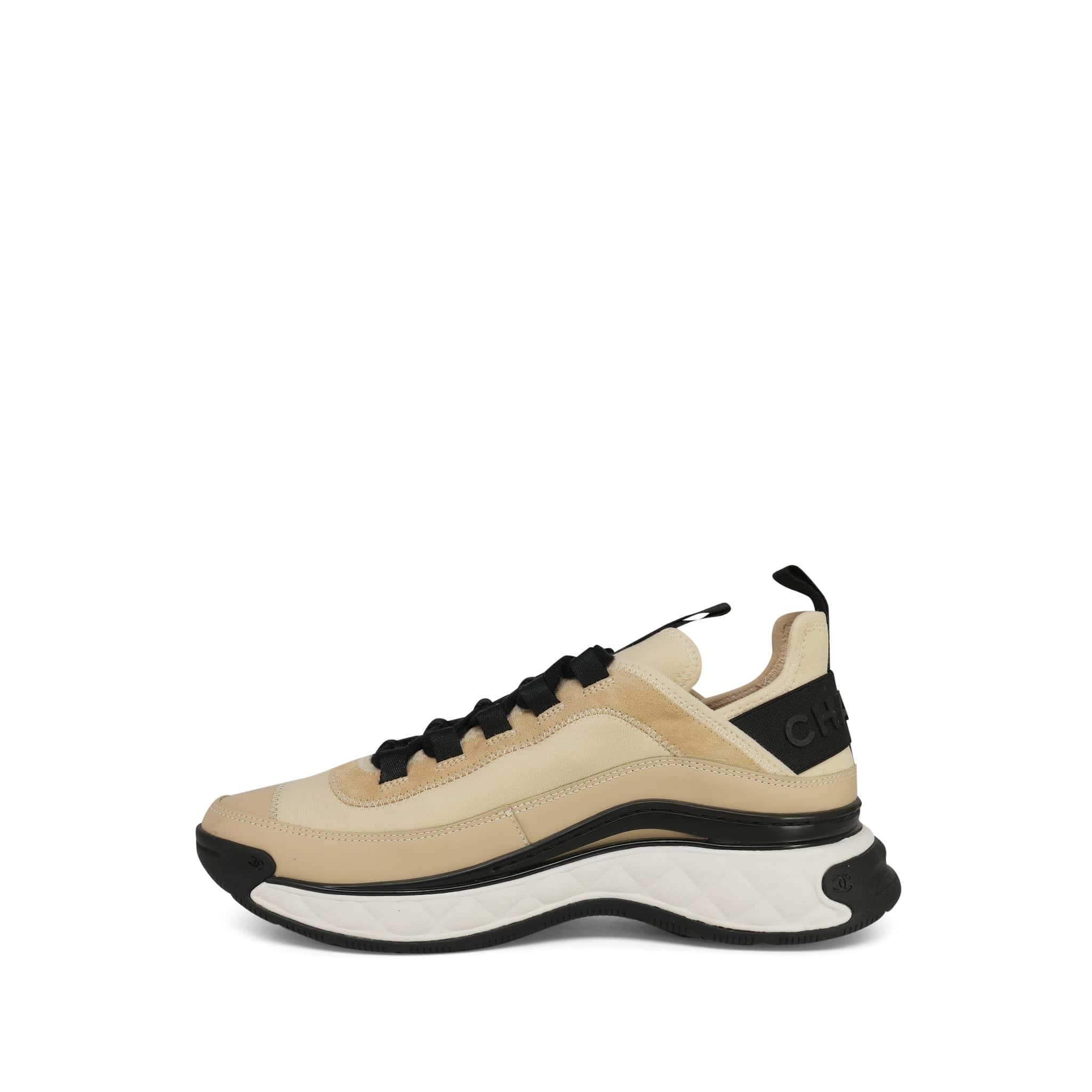 20C Beige Black Fabric/Calfskin/Suede CC Sneaker Size 39 – REDELUXE