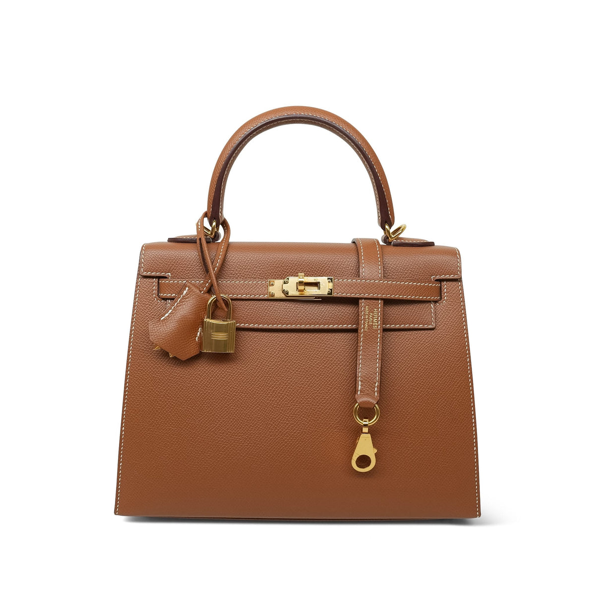 Kelly Sellier 25 Gold Veau Epsom Gold Plated U Stamp