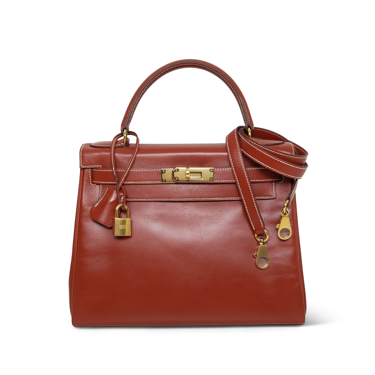 Kelly Retourne 28 Brique Box Calfskin Gold Plated X Circle