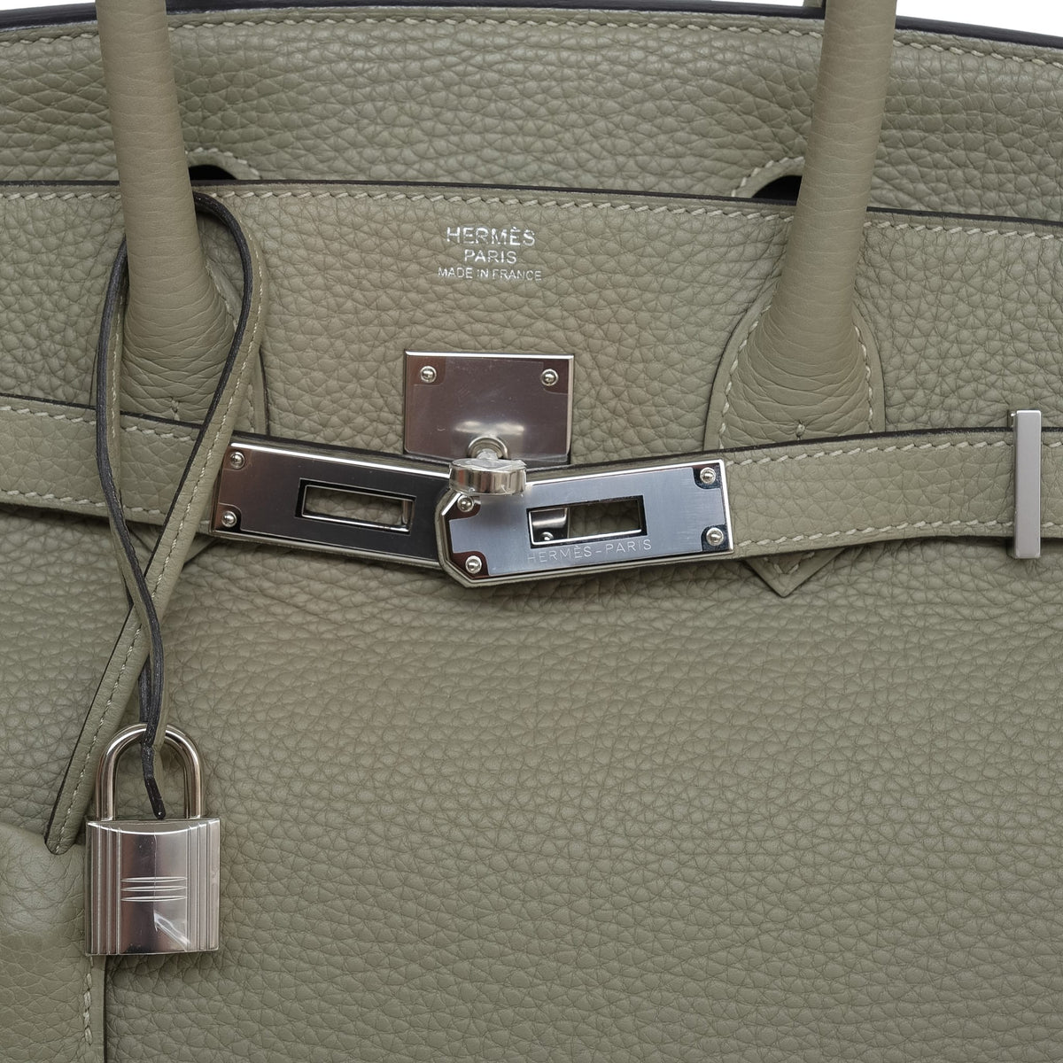 Birkin 30 Sauge Clemence Palladium Plated X Stamp