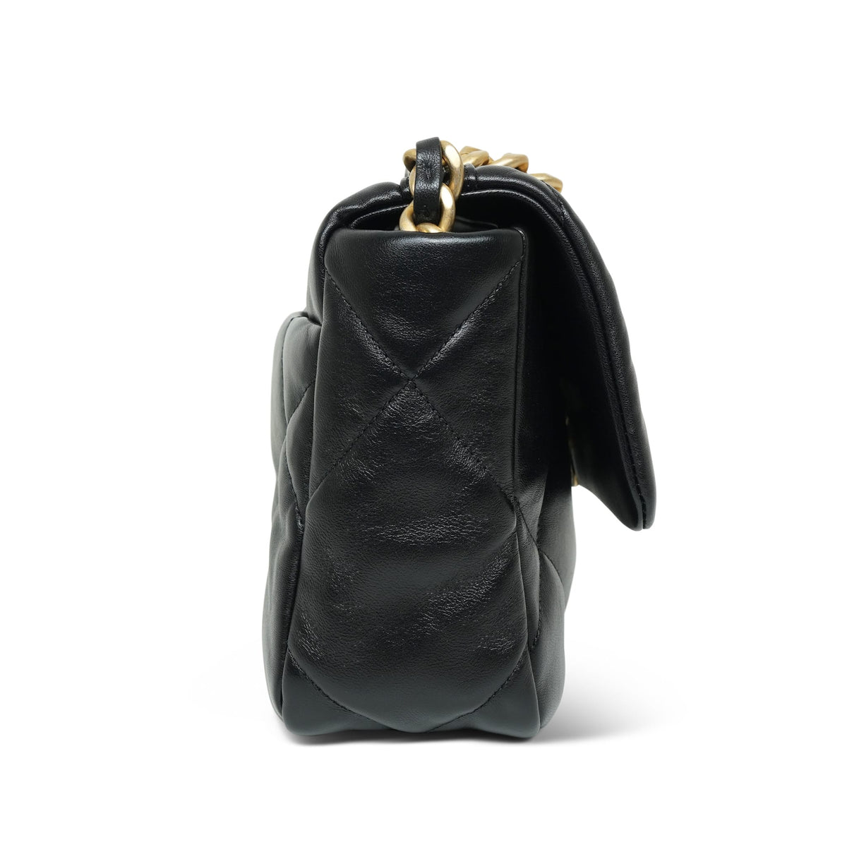 22C Black Lambskin Quilted Small 19 Flap Mixed Hardware