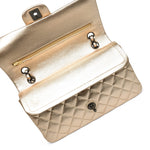 Product image 21 of 23: Light Gold Metallic Lambskin Quilted Classic Flap Medium So Black Hardware
