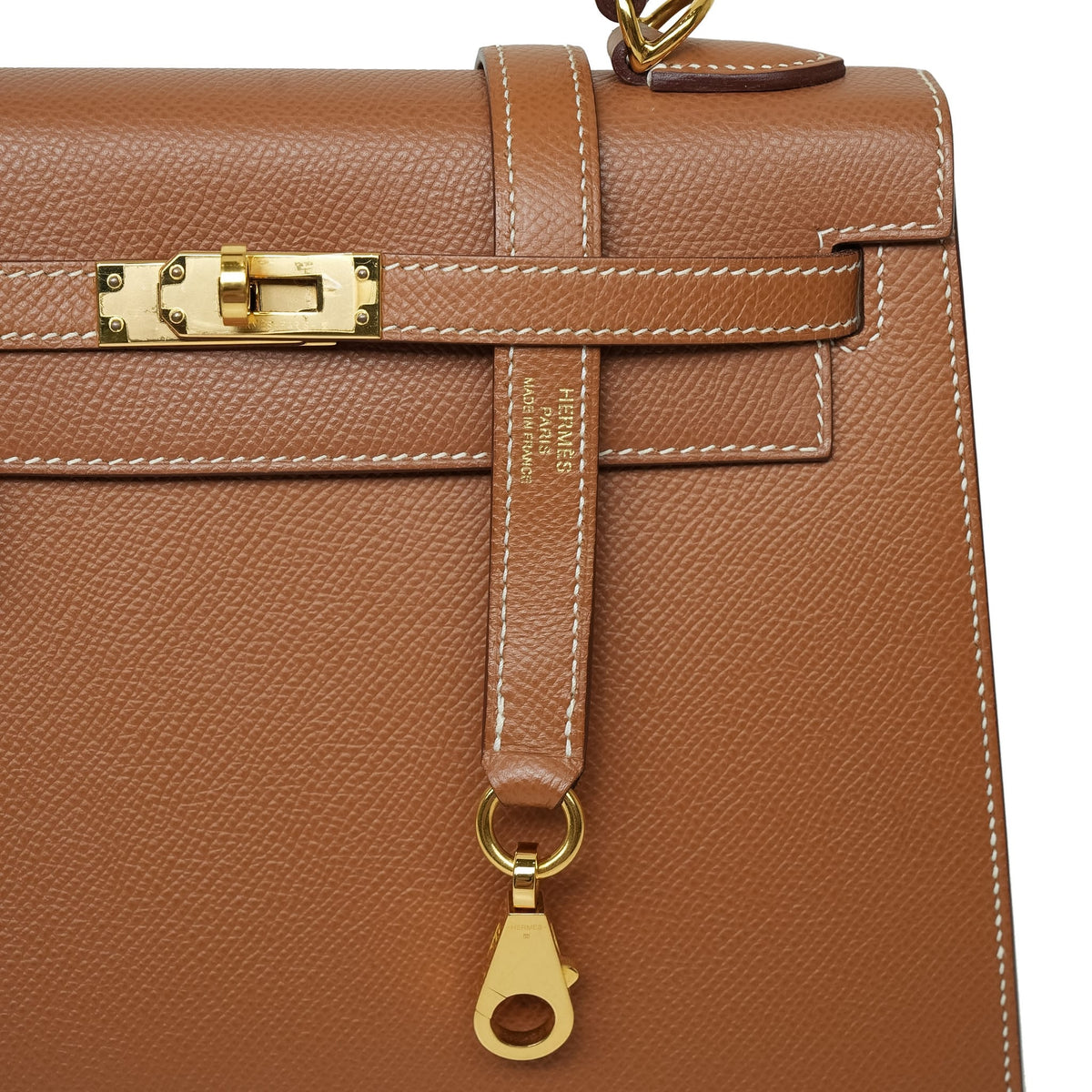 Kelly Sellier 25 Gold Veau Epsom Gold Plated U Stamp