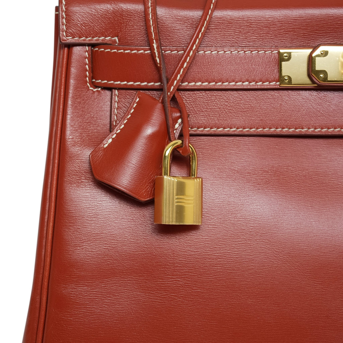 Kelly Retourne 28 Brique Box Calfskin Gold Plated X Circle