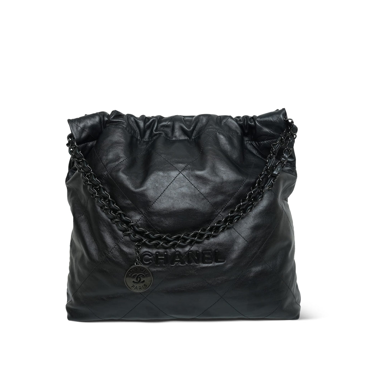 22K So Black Lambskin Quilted 22 Hobo Bag Medium