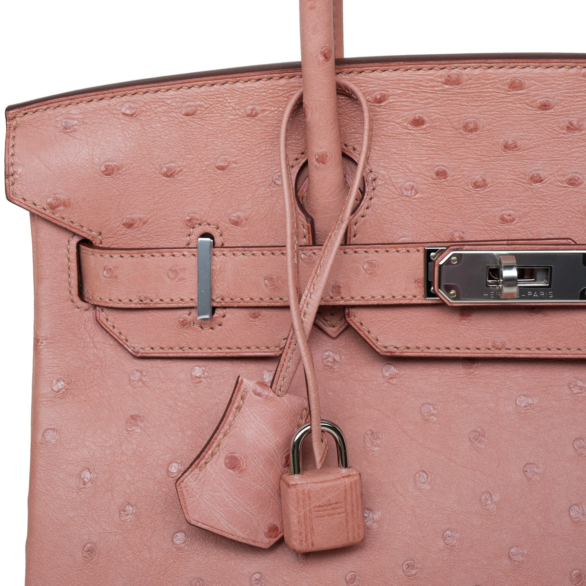 Birkin 30 Terre Cuite Ostrich Palladium Plated T Stamp