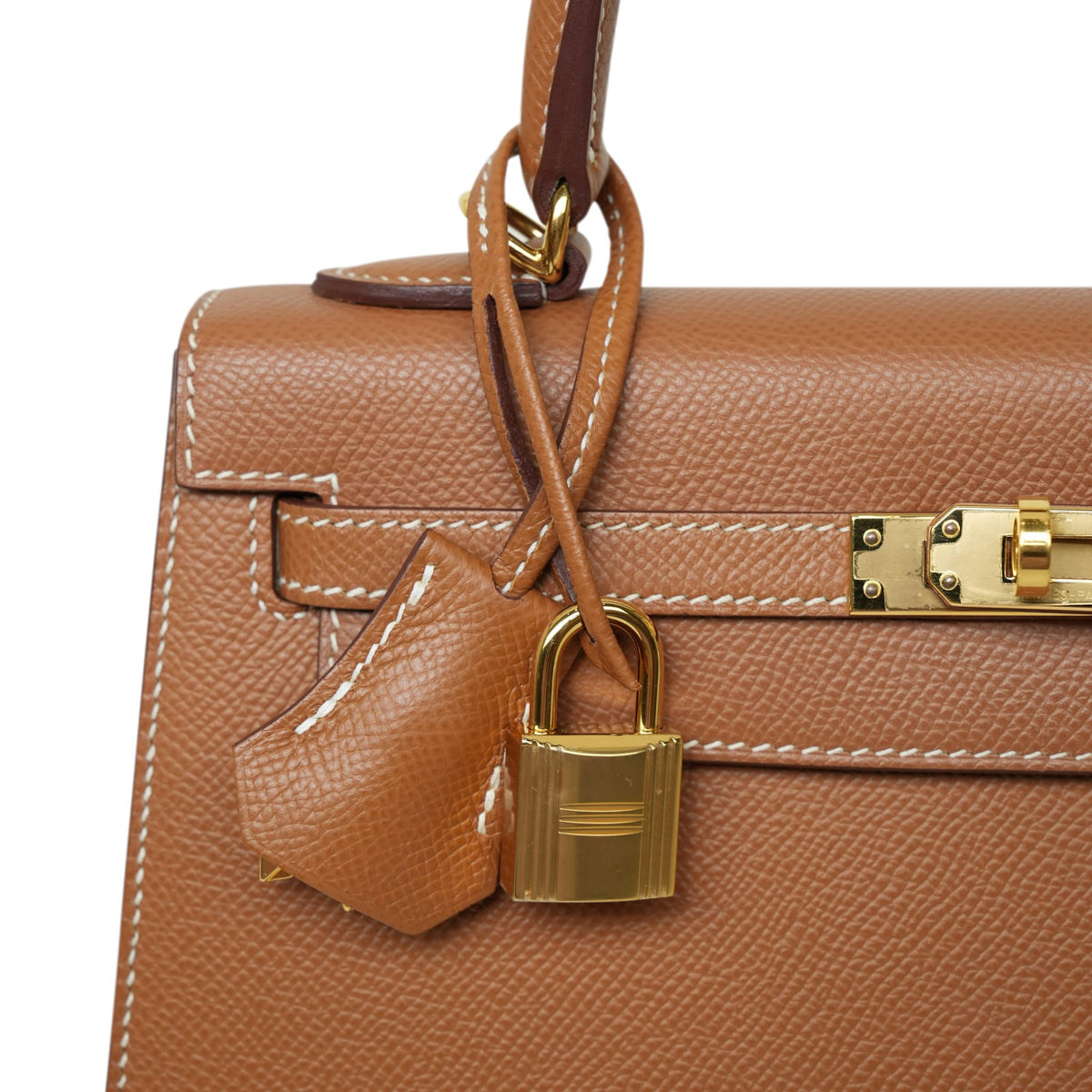 Kelly Sellier 25 Gold Veau Epsom Gold Plated U Stamp