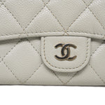 Product image 2 of 17: Light Grey Caviar Quilted Classic Flap Card Holder LGHW