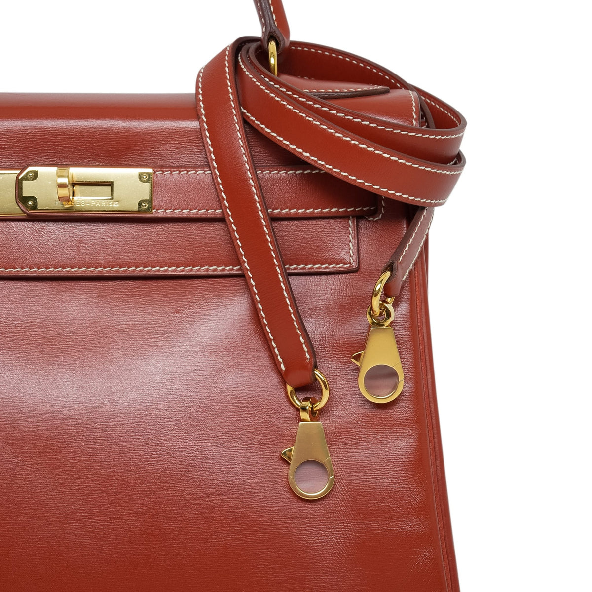 Kelly Retourne 28 Brique Box Calfskin Gold Plated X Circle