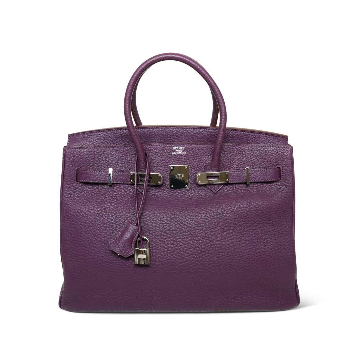 Birkin 35 Cassis Fjord Palladium Plated O Square Stamp