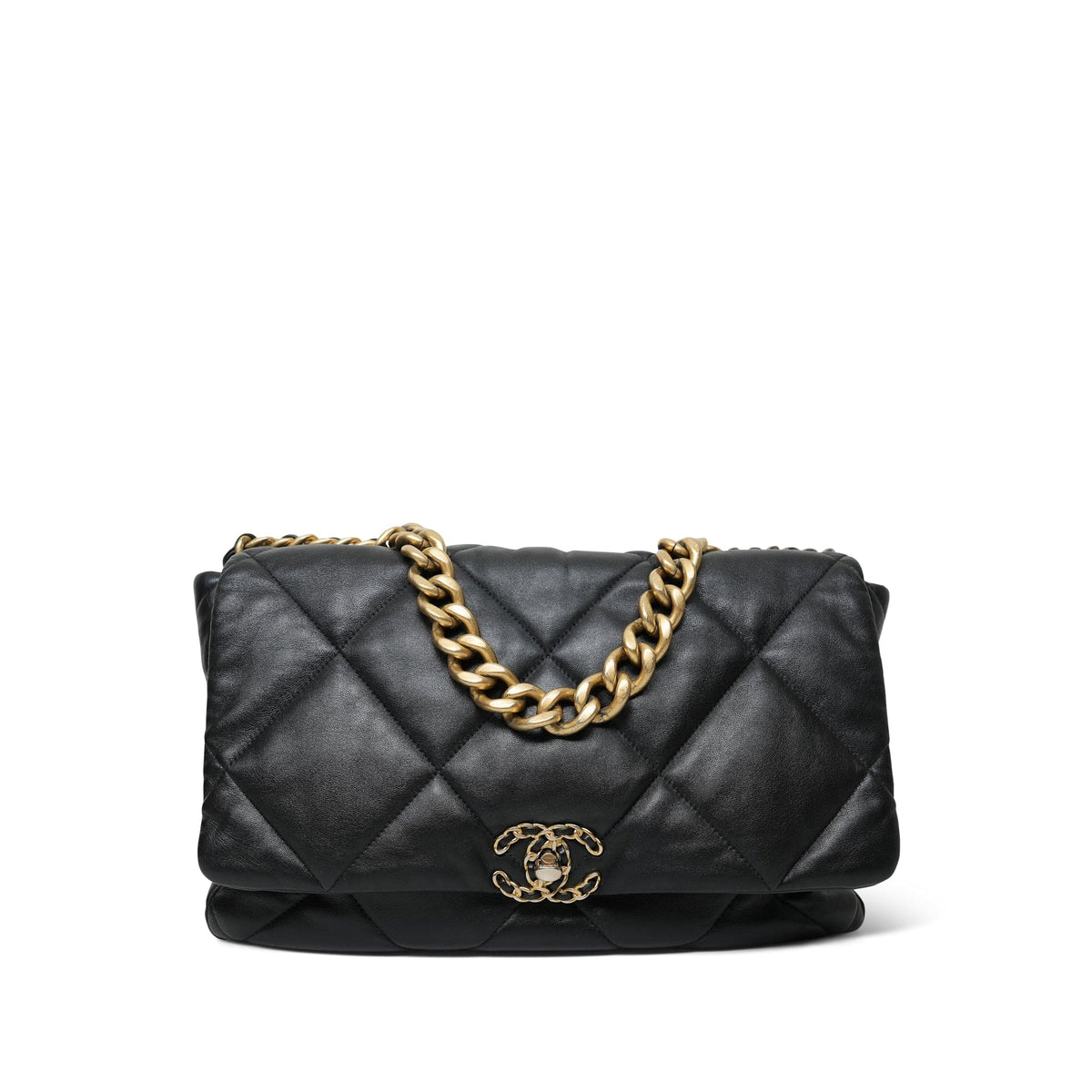 Black Goatskin Quilted Maxi 19 Flap MHW