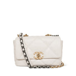 Product image 1 of 26: White Lambskin Quilted 19 Flap Small Mixed HW