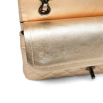Product image 22 of 23: Light Gold Metallic Lambskin Quilted Classic Flap Medium So Black Hardware