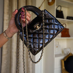 Product image 10 of 15: 26C Black Patent Quilted Kelly Shopper Small Light Gold Hardware