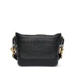 Product image 3 of 16: Black Crocodile Embossed Calfskin Gabrielle Hobo Bag Small Mixed Hardware