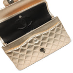 Product image 20 of 23: Light Gold Metallic Lambskin Quilted Classic Flap Medium So Black Hardware