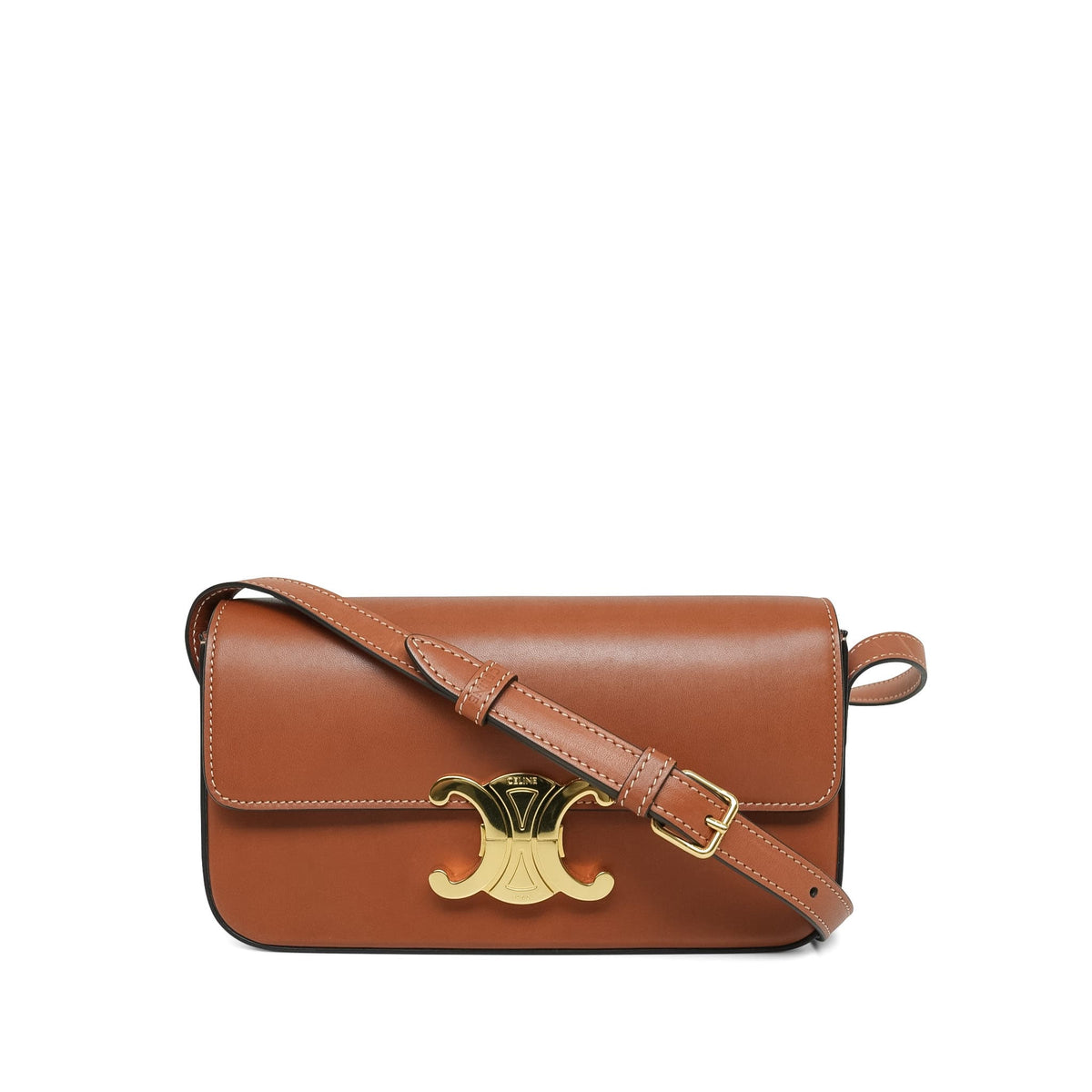Celine Tan Triomphe East-West Shoulder Bag Smooth Calfskin