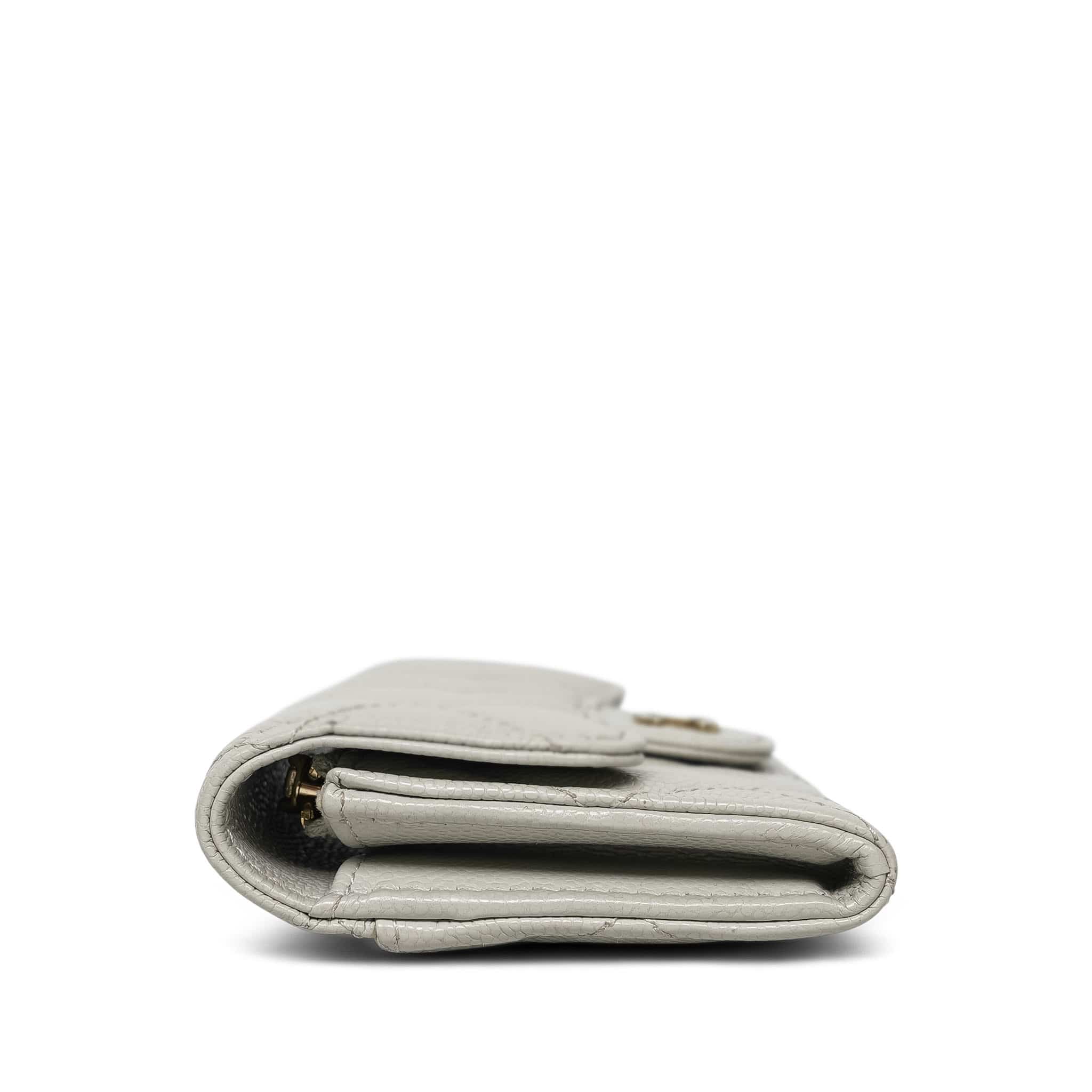 Product image 3 of 17: Light Grey Caviar Quilted Classic Flap Card Holder LGHW
