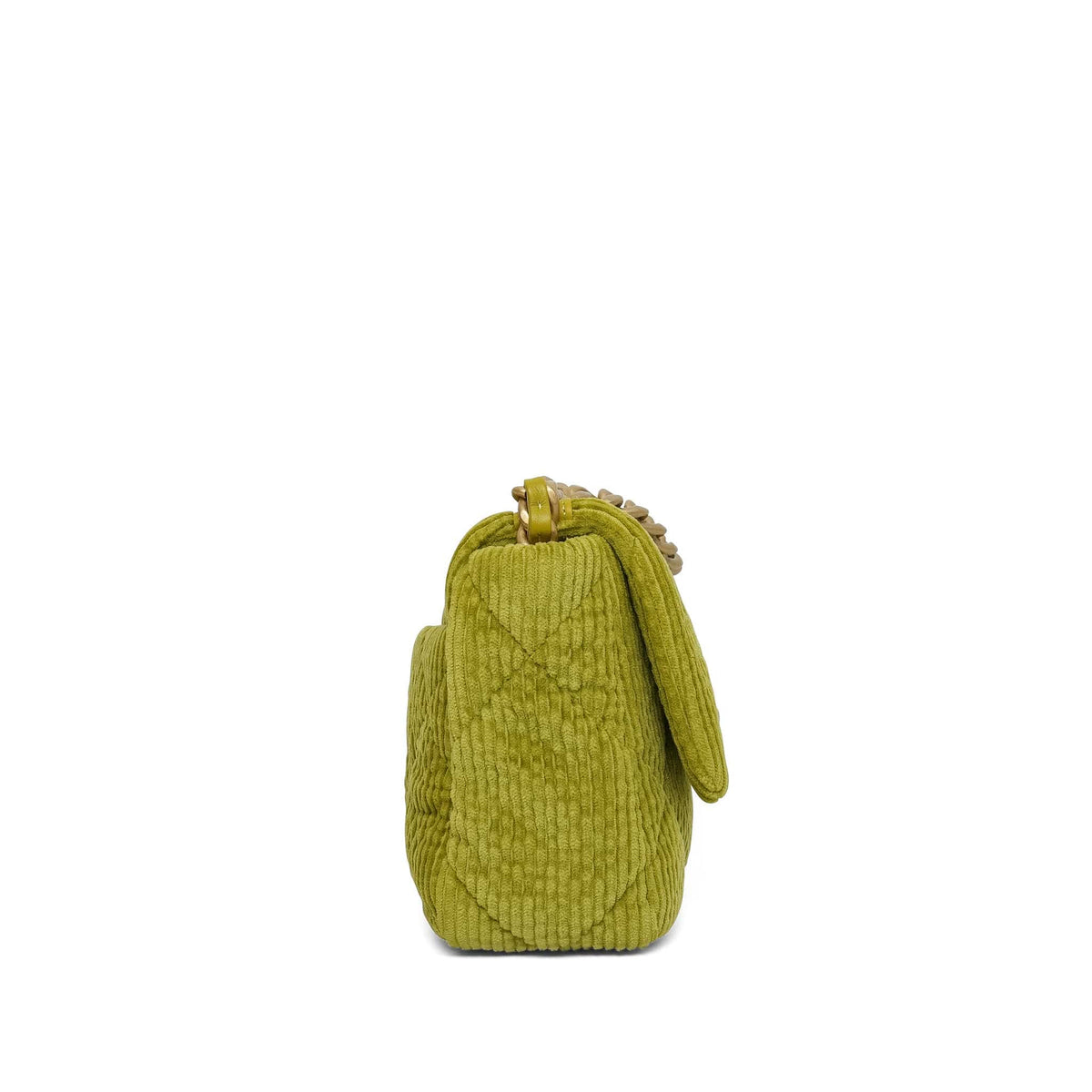 Green Corduroy Quilted 19 Flap Small Mixed Hardware