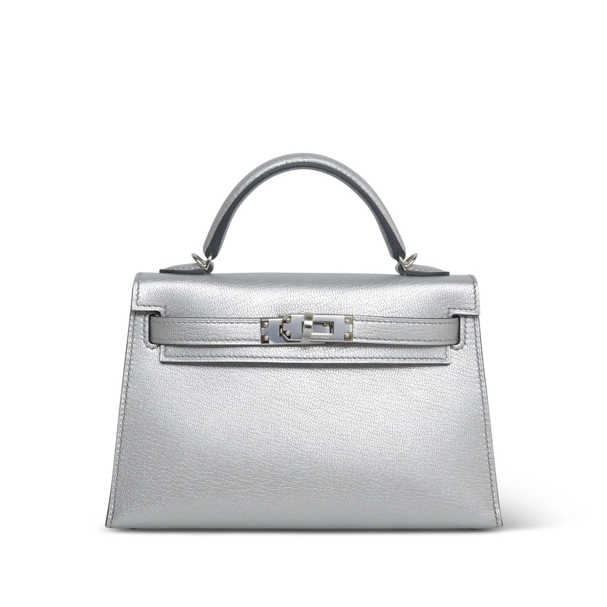 Mini Kelly Sellier Argent Chevre Chamkilight Palladium Plated G Stamp