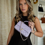 Product image 2 of 16: 24P Purple Lambskin Quilted Mini Top Handle LGHW