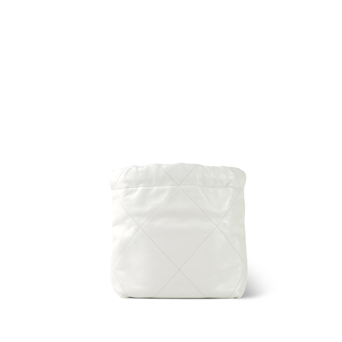 White Calfskin Quilted Mini 22 Bag Aged Gold Hardware