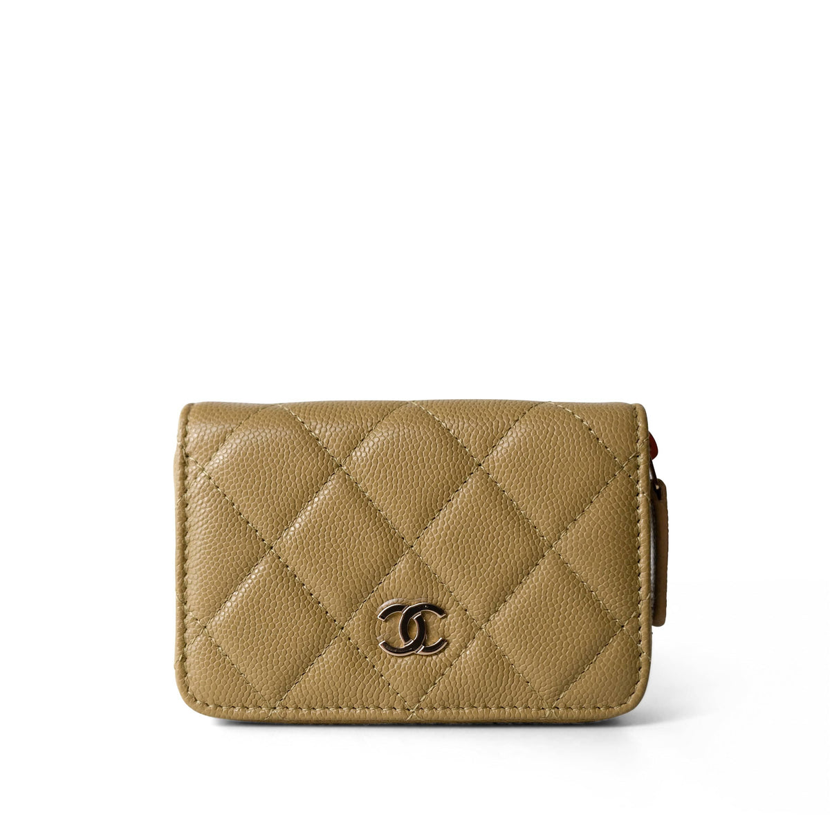 Green Yellow Moss Caviar Quilted Classic Zip Coin Purse