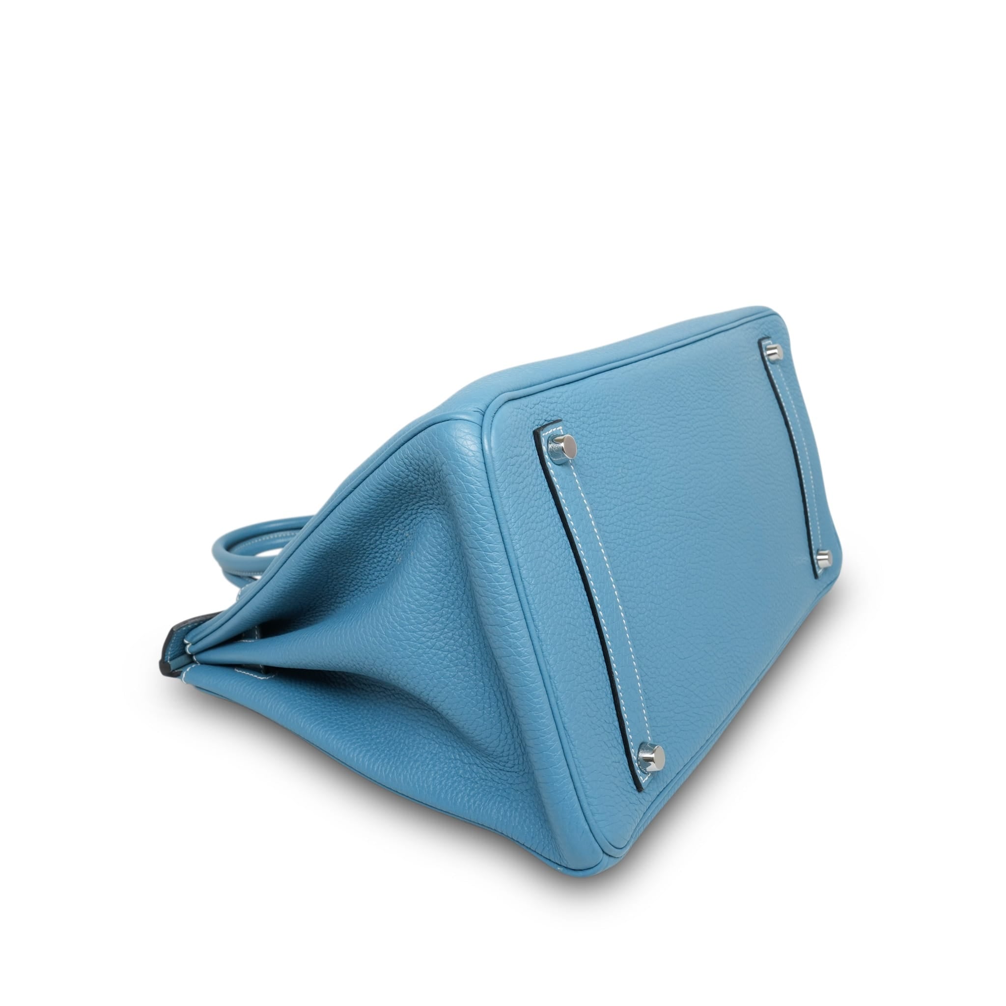 Birkin 35 Bleu Jean Togo Palladium Plated O Square Stamp