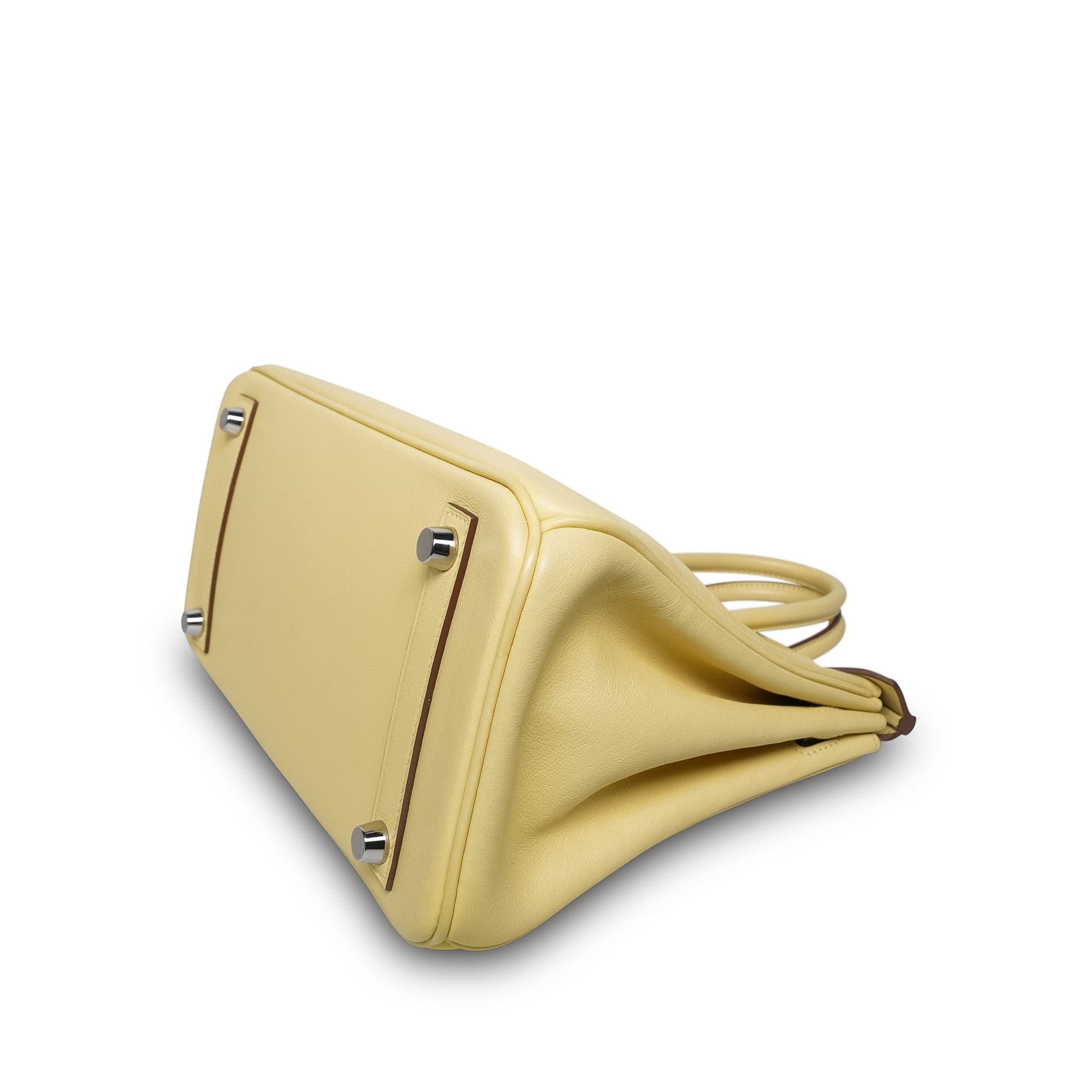 Birkin 25 Jaune Poussin Swift Palladium Plated T Stamp