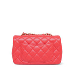 Product image 4 of 15: Light Red/Coral Lambskin Quilted Mini Rectangular Flap Aged Gold Hardware