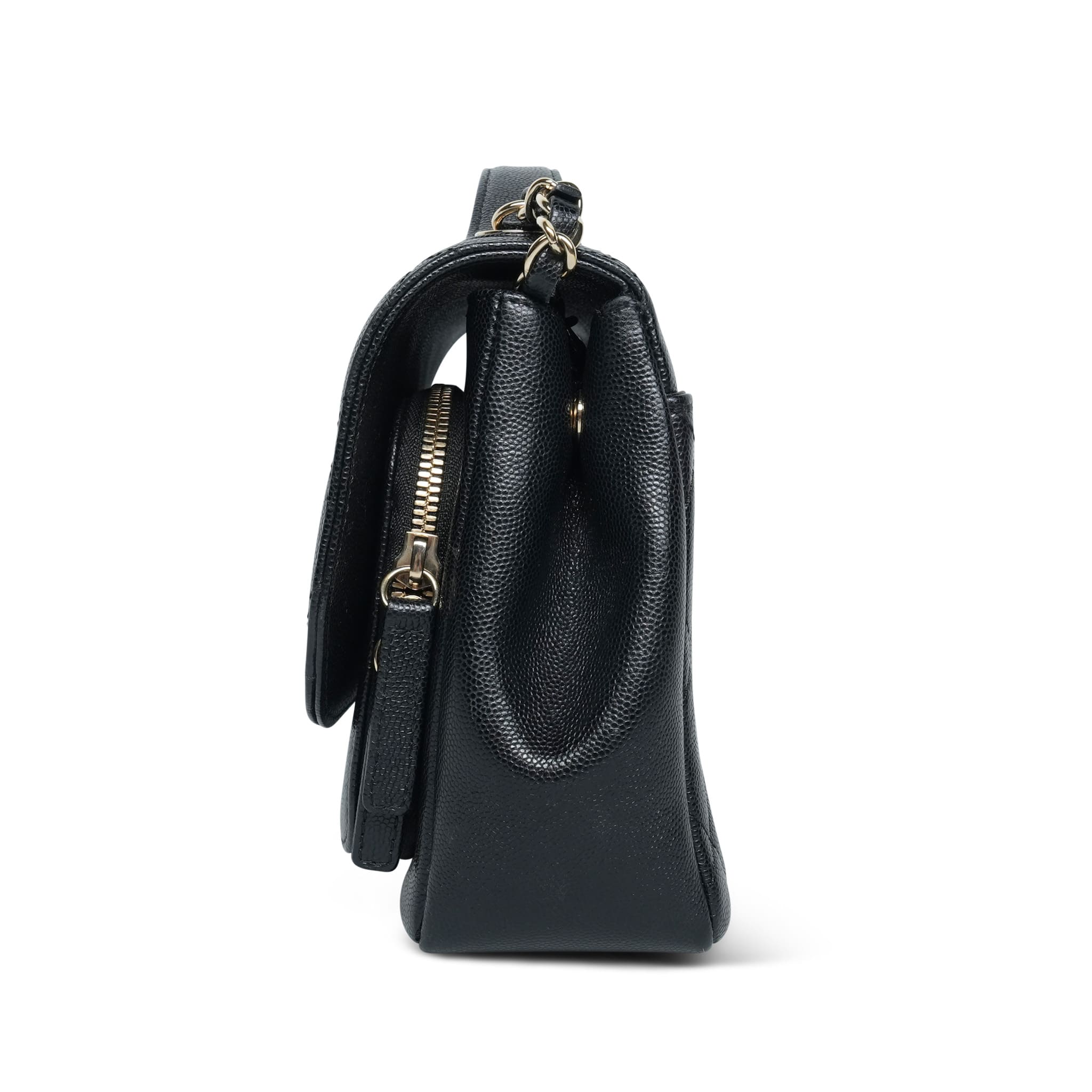 Product image 7 of 19: Black Caviar Quilted Business Affinity Flap Medium Light Gold Hardware