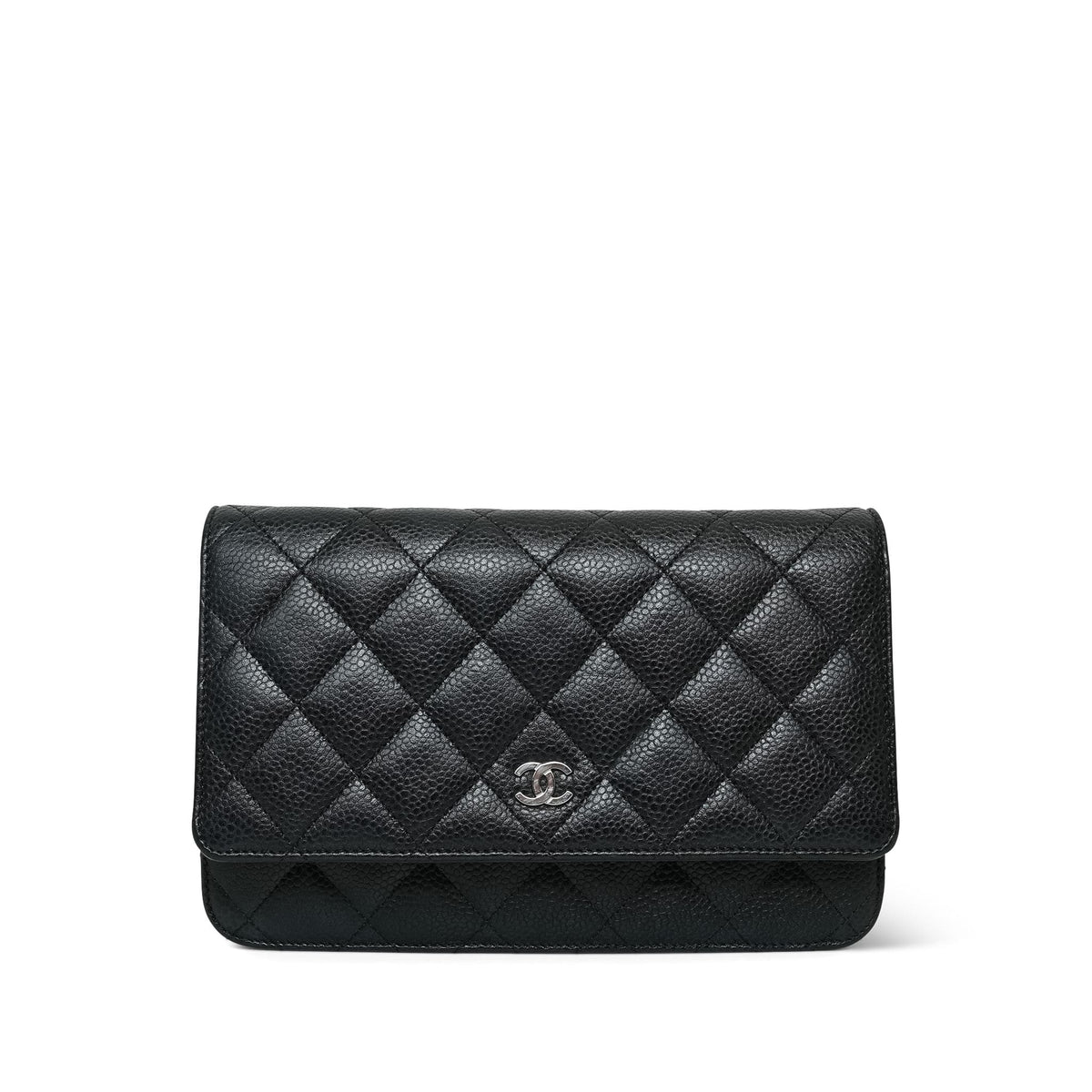 Black Caviar Quilted Wallet on Chain SHW