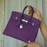 Product image 10 of 22: Birkin 25 Anemone Togo Palladium Plated R Square Stamp