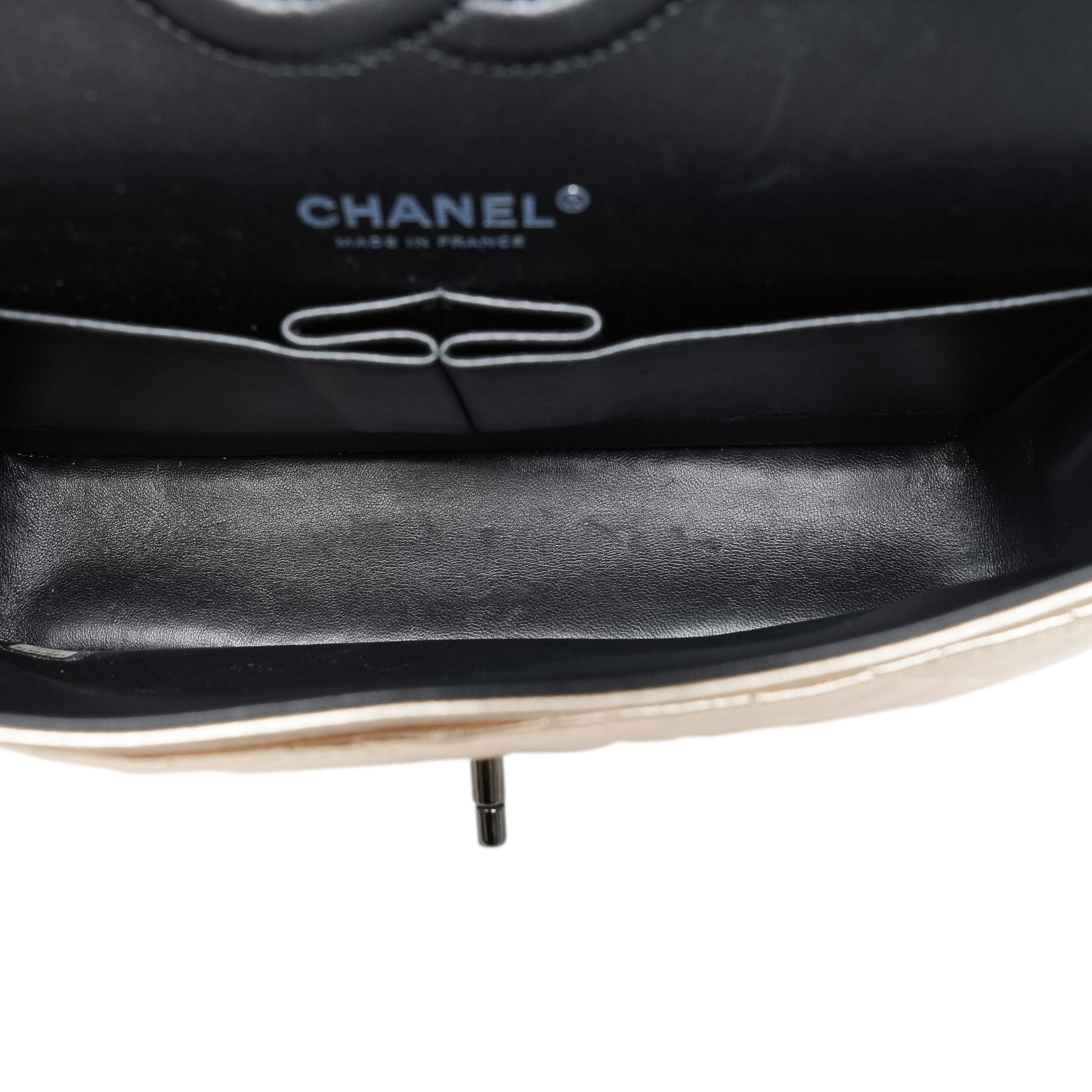 Product image 16 of 23: Light Gold Metallic Lambskin Quilted Classic Flap Medium So Black Hardware