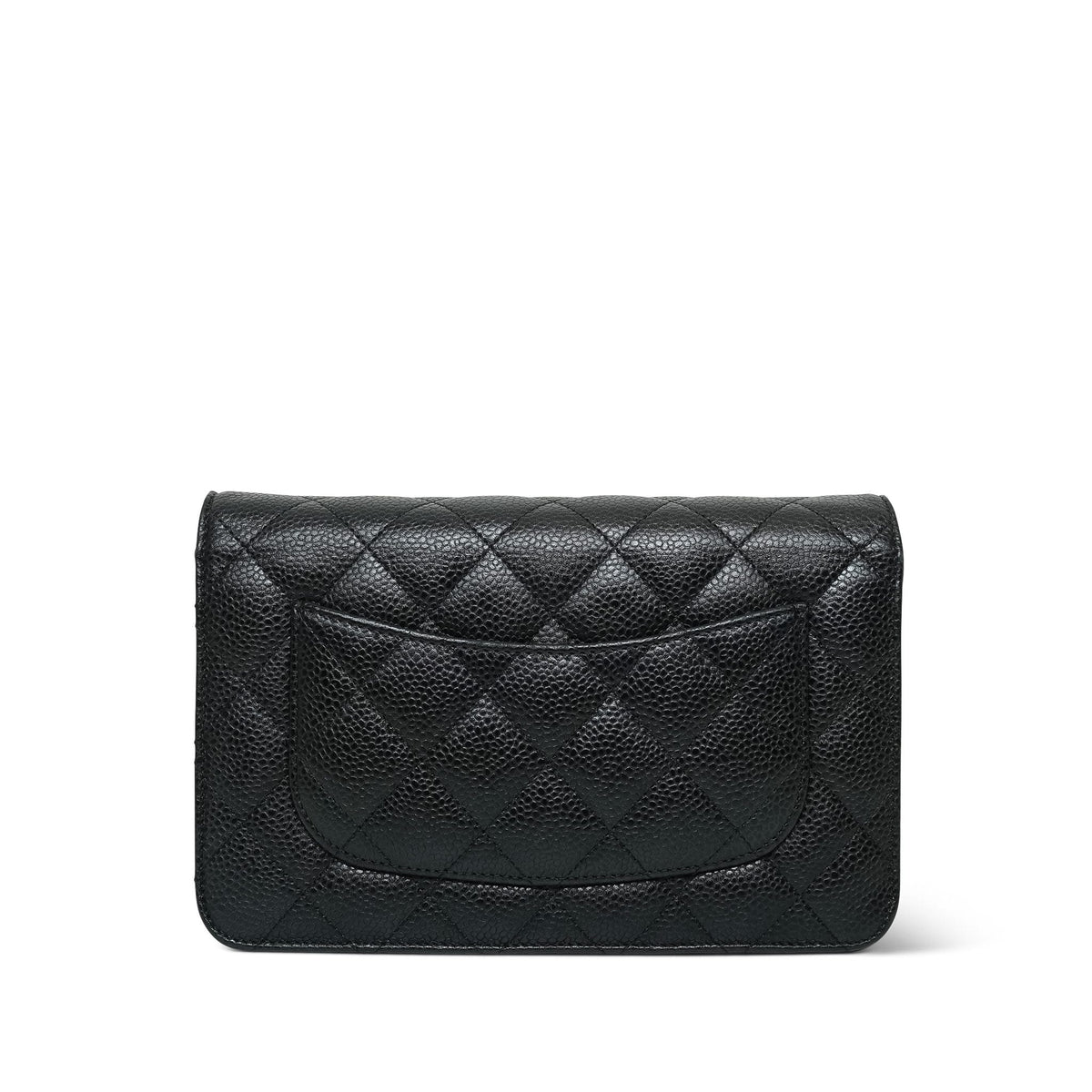 Black Caviar Quilted Wallet on Chain SHW