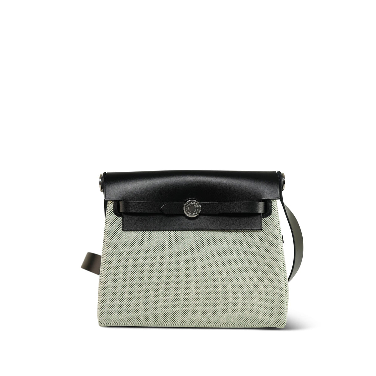Herbag 20 Ecru and Vert Moyen Toile H Canvas Black Vache Hunter Palladium Plated K Stamp