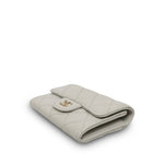 Product image 9 of 17: Light Grey Caviar Quilted Classic Flap Card Holder LGHW