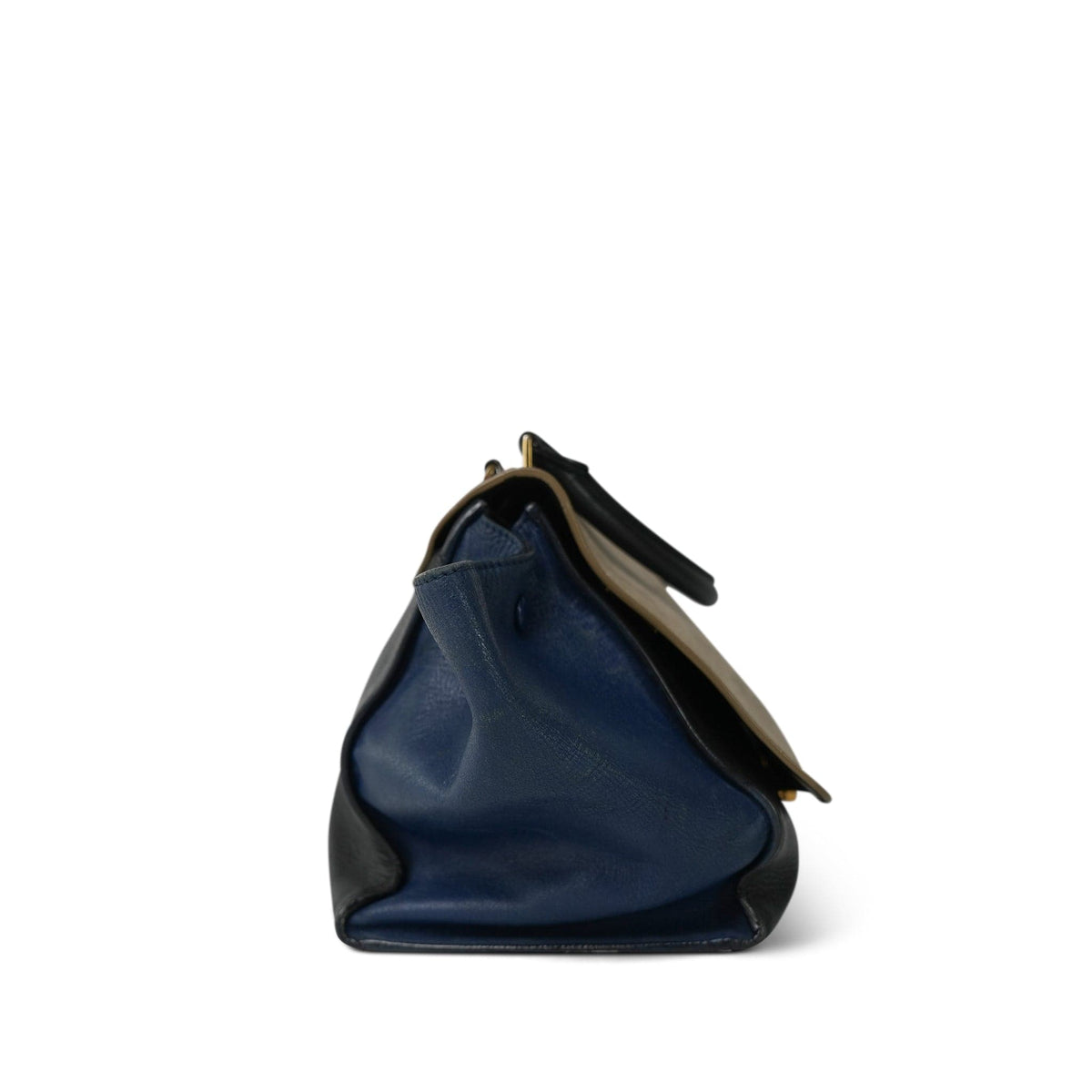Celine Tri-Color Navy/Black Calfskin Grey Suede Trapeze Medium GHW