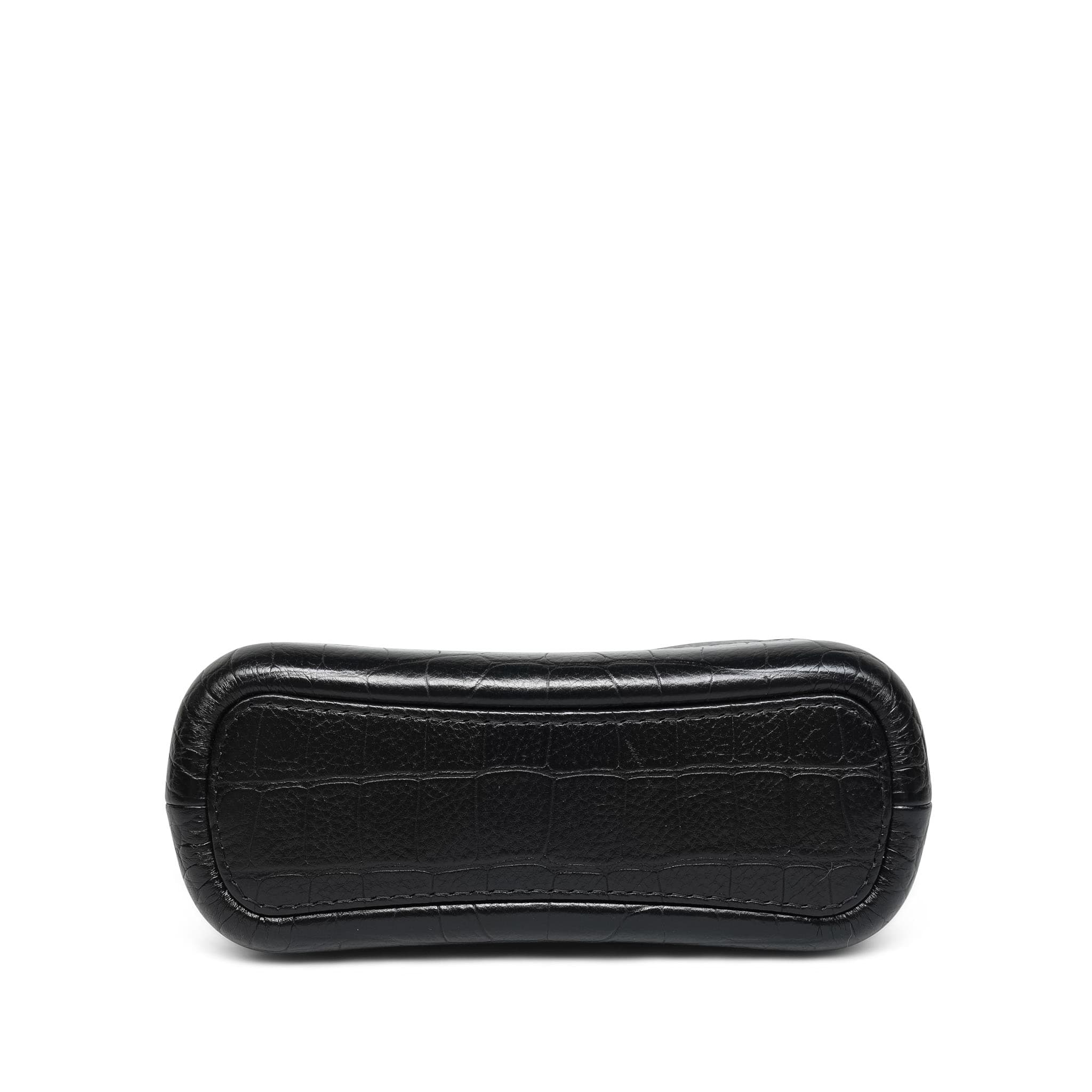 Black Crocodile Embossed Calfskin Gabrielle Hobo Bag Small Mixed Hardware