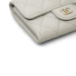 Product image 8 of 17: Light Grey Caviar Quilted Classic Flap Card Holder LGHW