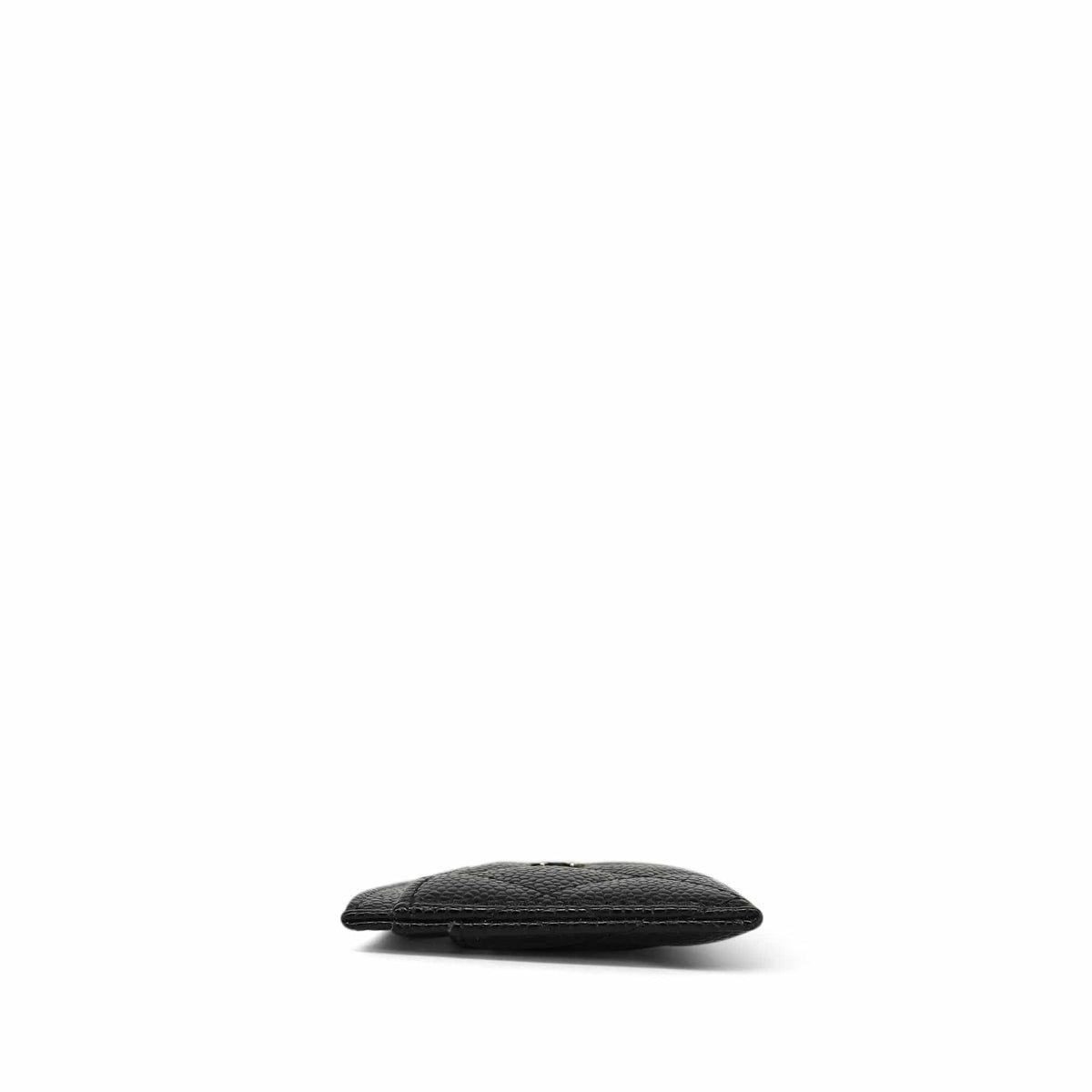Black Caviar Quilted Classic Card Holder Silver Hardware