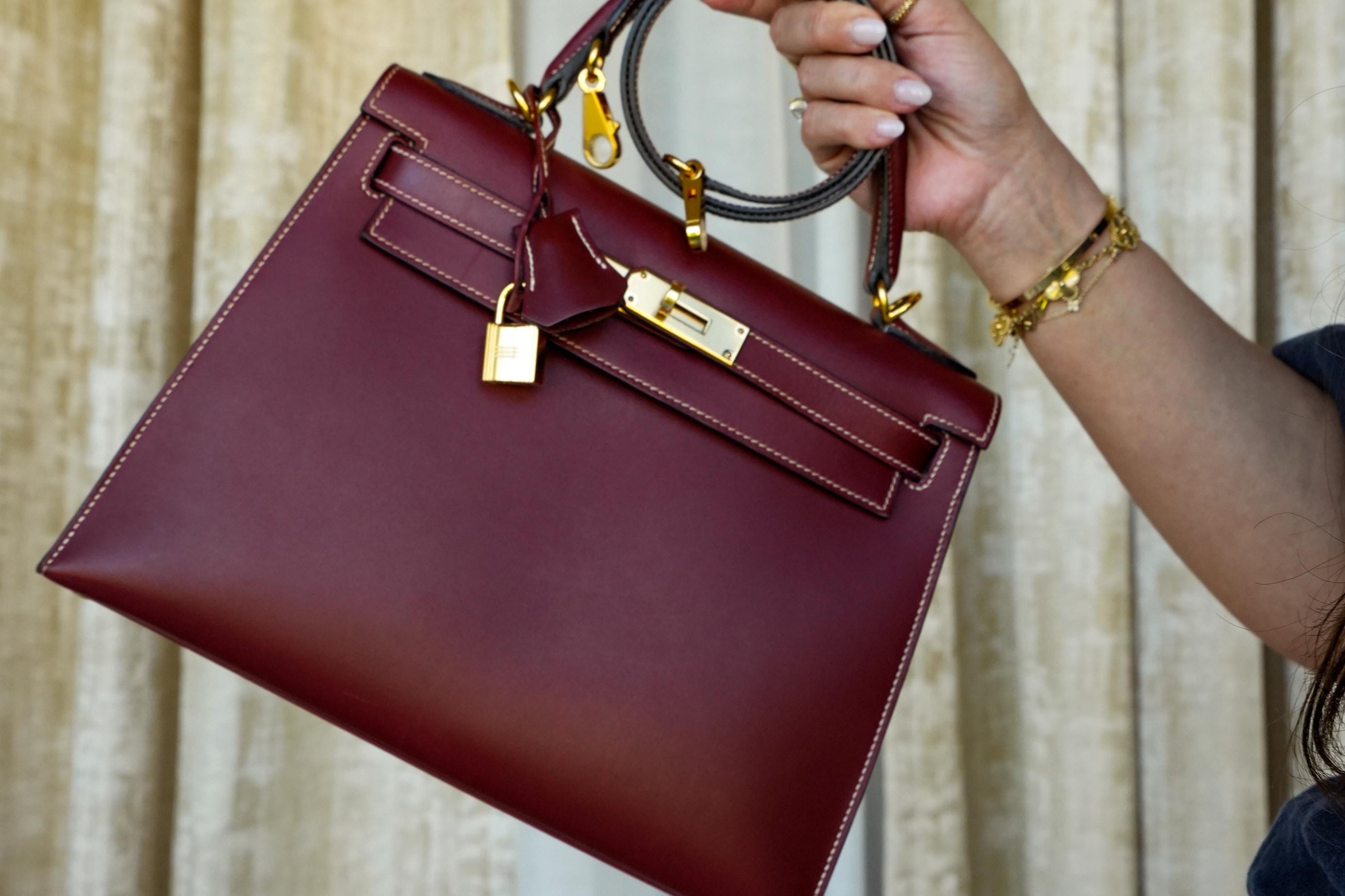 Product image 10 of 28: Kelly 28 Rouge H Chamonix White Stitching Gold Plated J Square Stamp
